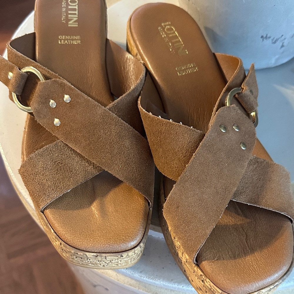 Genuine Leather Women's Brown Suede Platform Sandals